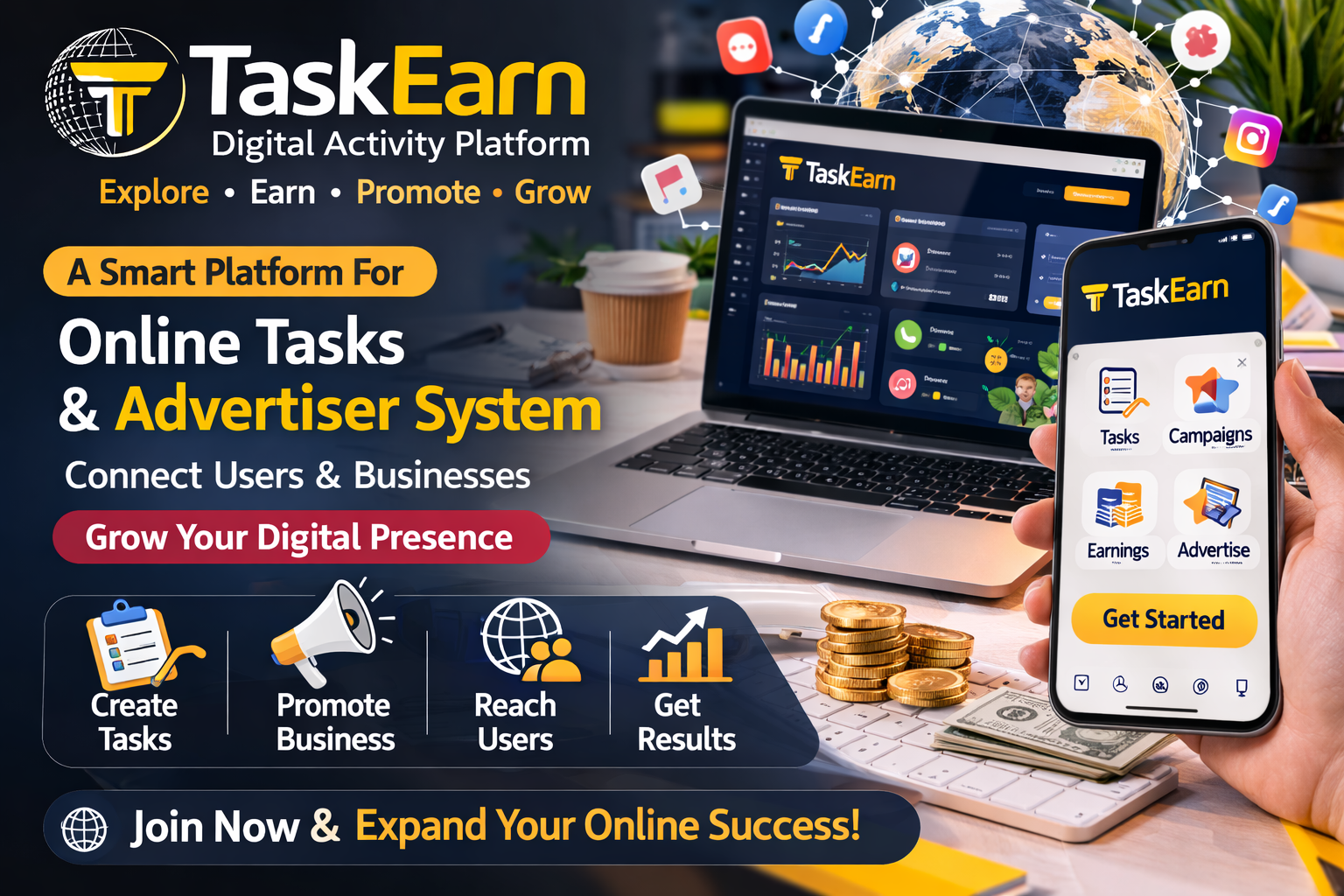 TaskEarn Platform – Digital Activities aur Advertiser System ka Future